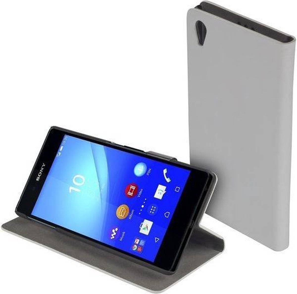 Wit slim bookcase flipcase Sony Xperia Z3+ / Z3 Plus Telefoonhoesje