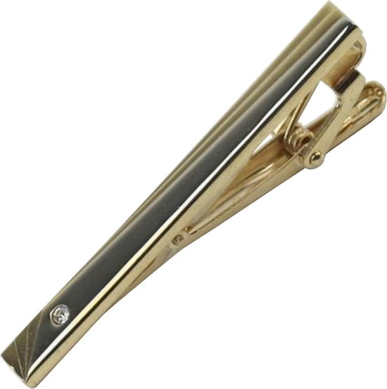 Fako Bijoux® - Pince à cravate - Deluxe - Modèle Toine - 57mm - Doré