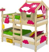 WICKEY Kinderbed, hoogslaper Crazy Daisy roze Houten bed 90 x 200 cm
