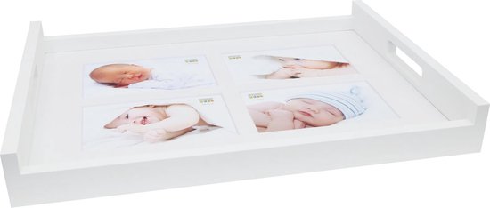 Deknudt Frames Cornice Multipla Con Passepartout Per 4 Foto 13x18 Cm, In Legno MDF, Color Naturale, Da Tavolo O Parete, 26x65 Cm