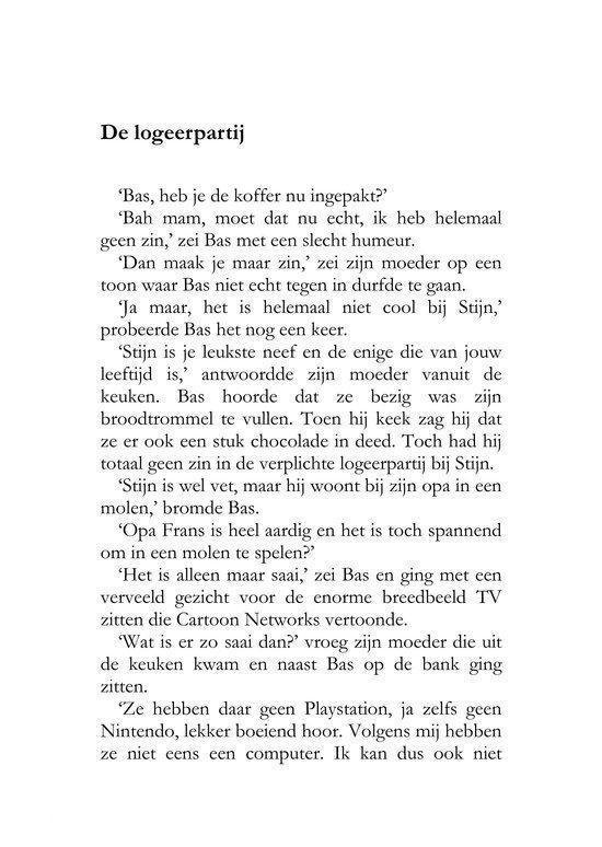 Pagina met tekst over een logeerpartij en een koffer die ingepakt moet worden.