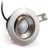 Premium dimbare Led inbouwspot / Kantelbaar / Rond / 5.5Watt / RVS / Warm wit licht