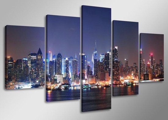 Art4-all - Canvas Schilderij City Skyline by Night - 160x80cm