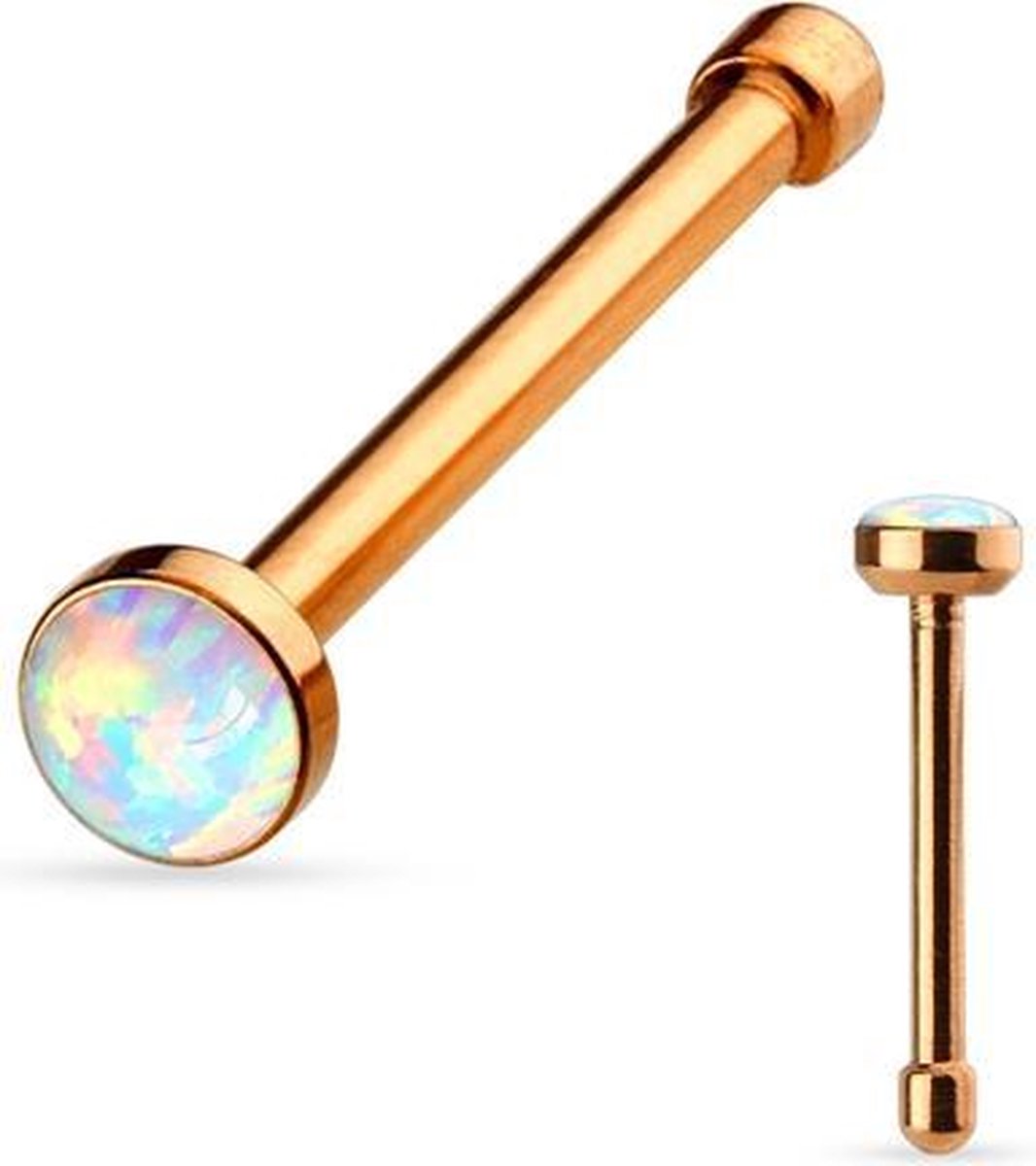 Neuspiercing rose gold opal wit 2,5 mm ©LMPiercings