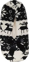 Lage sloffen wintersloffen kerst sloffen fleece gevoerd antislip patroon rendier zwart maat 35-37