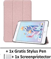 Smart Cover Book Case Hoes Geschikt Voor Apple iPad Mini 4/5 (2019) 7.9 Inch Tri-Fold Multi-Stand Flip Sleeve - Roze Goud Kleurig