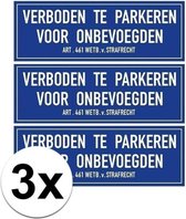 3x verboden te parkeren voor onbevoegden sticker - 14,8 x 10,5 cm - parkeerverbod stickers