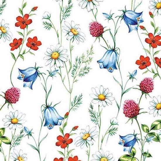 PAW - Airlaid Servetten (40 x 40 cm) I 50 Stuks I Ideaal voor Bruiloft, Doop, Communie, Verjaardag I Hoogwaardige Tafeldecoratie Stoffen Servetten I Servetten Stofachtig I Waterverf Bloemen