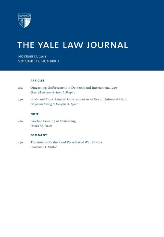 Yale Law Journal: Volume 121, Number 2 - November 2011 - cover