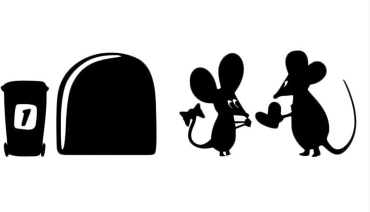 Muursticker Muis en muizenhol - Sticker voor op de muur of plint - 17cm