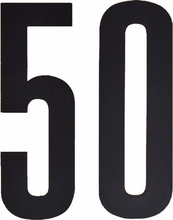 Cijfer sticker 50 zwart 10 cm | bol.com