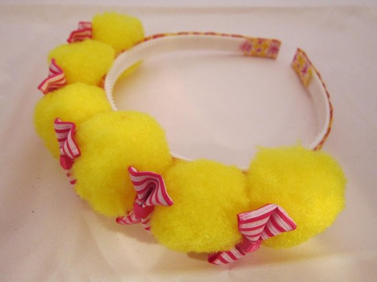 Diadeem/haarband "Betsy" geel/fushia, one size