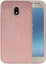 Geweven TPU Siliconen Case voor Galaxy J3 2017 Roze