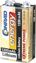 Conrad energy Extreme Power 6LR61 9V batterij (blok) Lithium 1200 mAh 9 V 1 stuk(s)