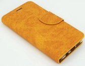 Xssive Hoesje voor Samsung Galaxy S5 Mini G800 - Book Case - Schubben Print - Oranje Geel - geschikt voor 3 pasjes