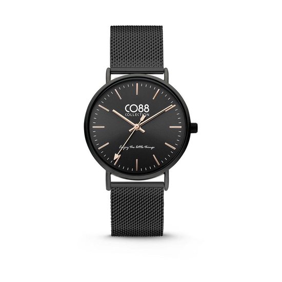 CO88 Collection Watches 8CW 10013 Horloge - Mesh Band - Ø 36 mm - Zwart
