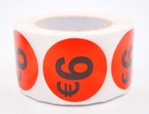 Prijsstickers op rol 6 euro 3.5cm - 500 stuks