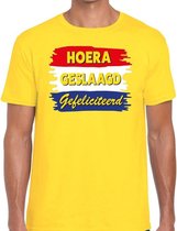 Hoera geslaagd gefeliciteerd t-shirt geel heren 2XL