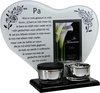 Waxinehouder in memoriam overleden glas hart met mini urn gedicht Pa...