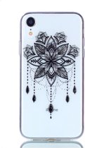 Shop4 - iPhone Xr Hoesje - Zachte Back Case Lotus Zwart