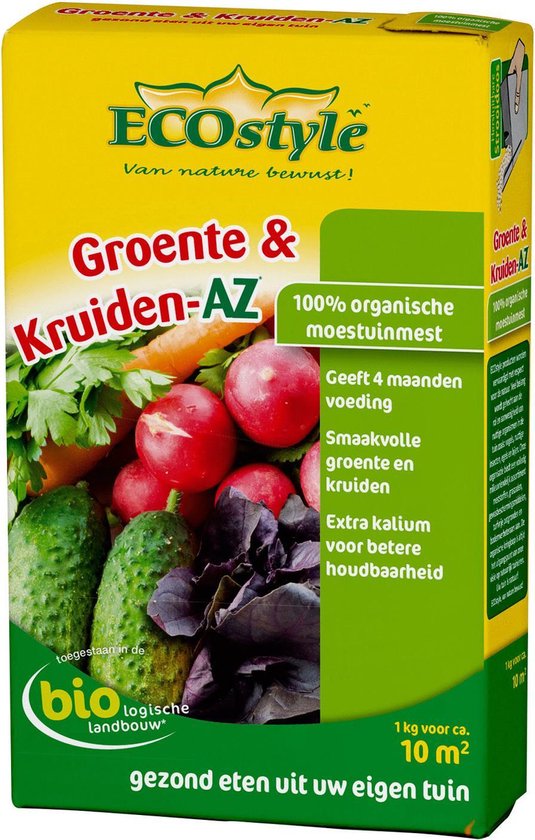ECOstyle Groente & Kruiden-AZ - organische moestuinmest - 1 kg voor 10 m2 |  bol.com