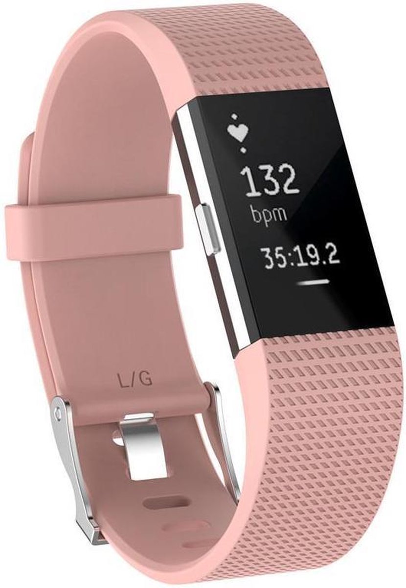 KELERINO. Siliconen polsbandje voor Fitbit Charge 2 Licht Roze - Large
