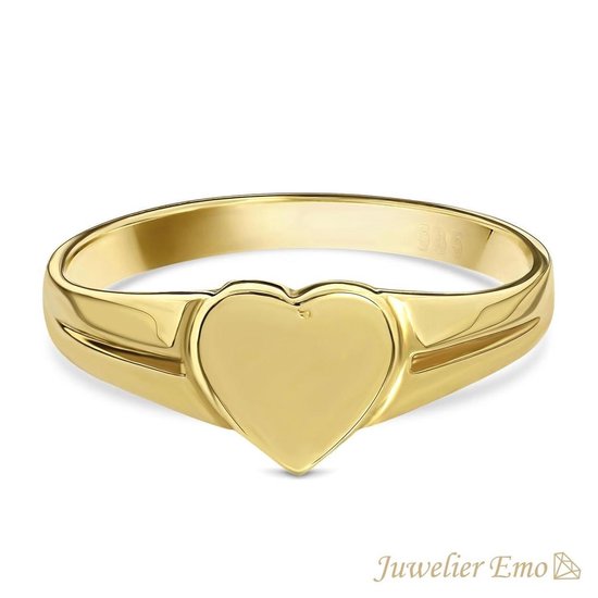 Juwelier Emo - 14 Karaat Gouden Kinderring meisjes met Hart - GLANS LOOK - KIDS - MAAT 15.50