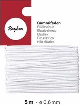 Wit hobby band elastiek op rol van 5 meter - breedte 0,6 mm - Zelf kleding/mondkapjes maken