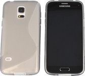 Samsung Galaxy S5 mini G800 S Line Gel Silicone Case Hoesje Transparant Grijs Grey