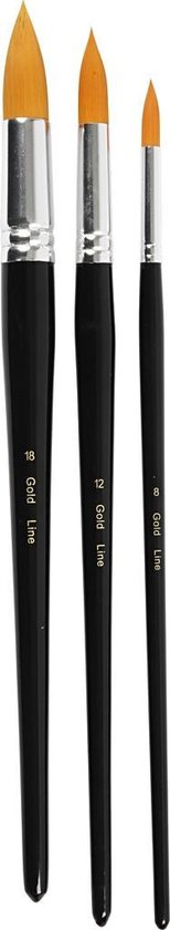 Big size - Gold Line penselen, l: 31,5+33+33 cm, b: 8+12+18 mm, 3 stuks