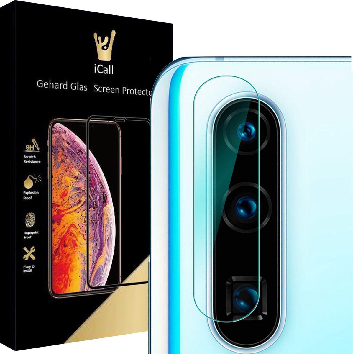 Camera Lens Screenprotector geschikt voor Huawei P30 - Tempered Glass Gehard Glas