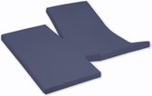 Damai - Hoeslaken dubbele split (tot 35 cm) - Katoen - 180 x 200 cm - Dark blue