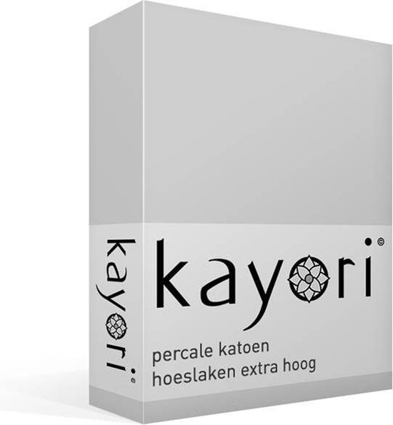 Kayori Shizu - Percale katoen - Extra Hoog - Hoeslaken - Lits-jumeaux - 180x210/220 cm - Zilvergrijs