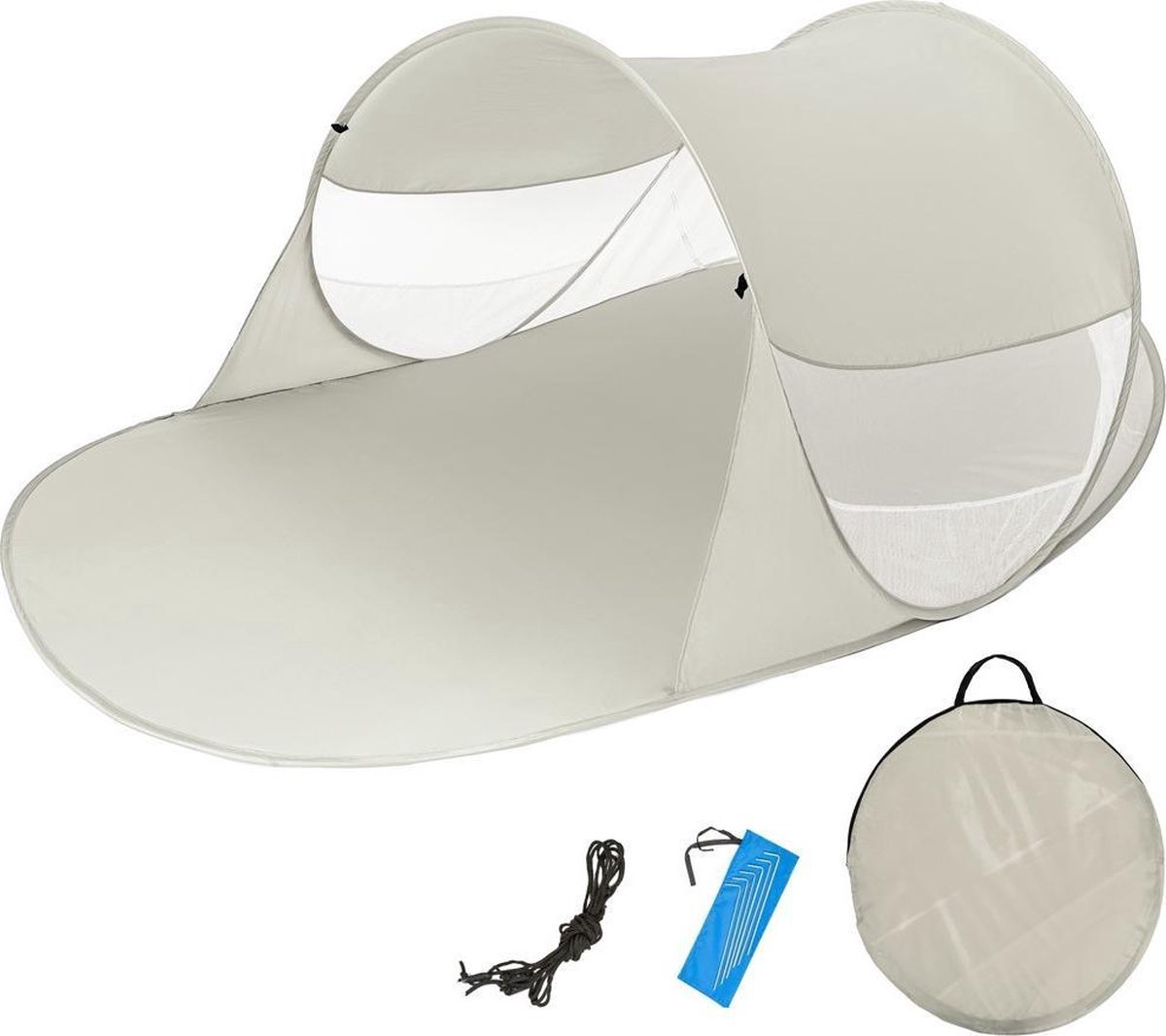 Pop up strand tent 245 cm x 145 cm x 95cm lichtgrijs 401677