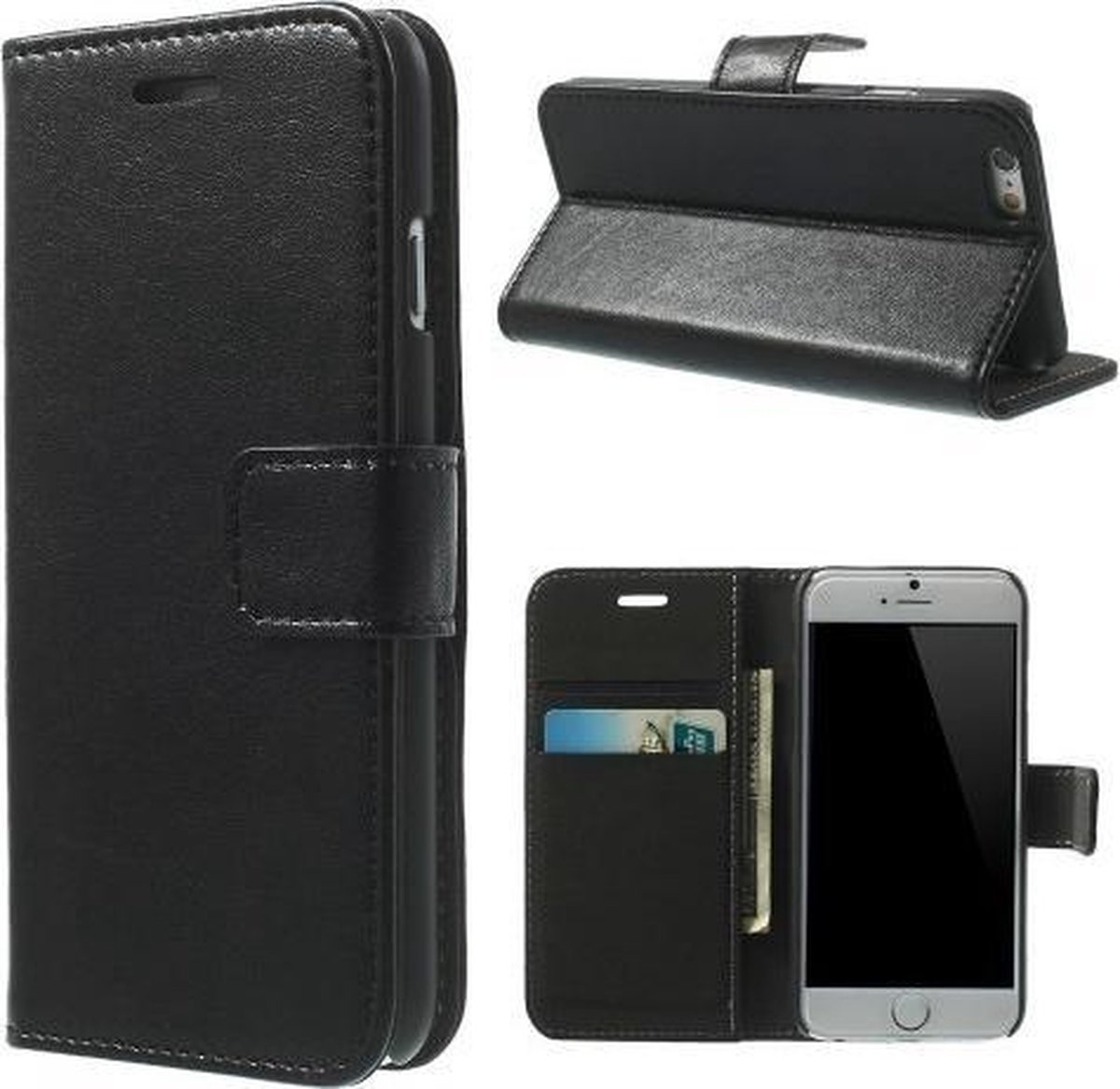 Leder Wallet bookcase hoesje voor Sony Z3 Mini compact - Zwart