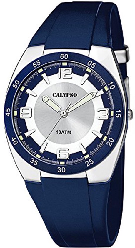 Calypso K5753/2 analoog tiener horloge 40 mm 100 meter blauw/ wit