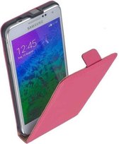 Samsung Galaxy Alpha Leder Flip Case hoesje Roze