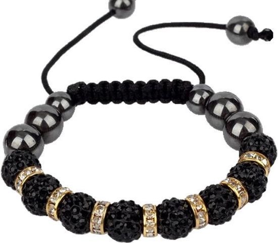 Fako Bijoux® - Armband - Disco Dots - Ring - Goudkleurig/Zwart