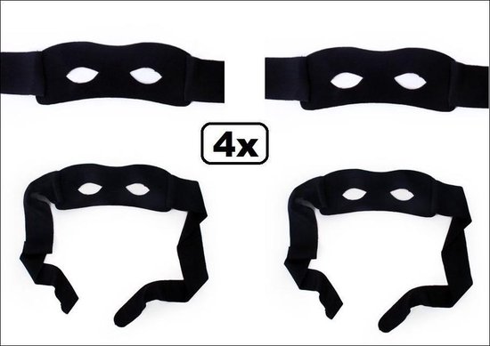 4x Oogmasker Zwarte ruiter met band