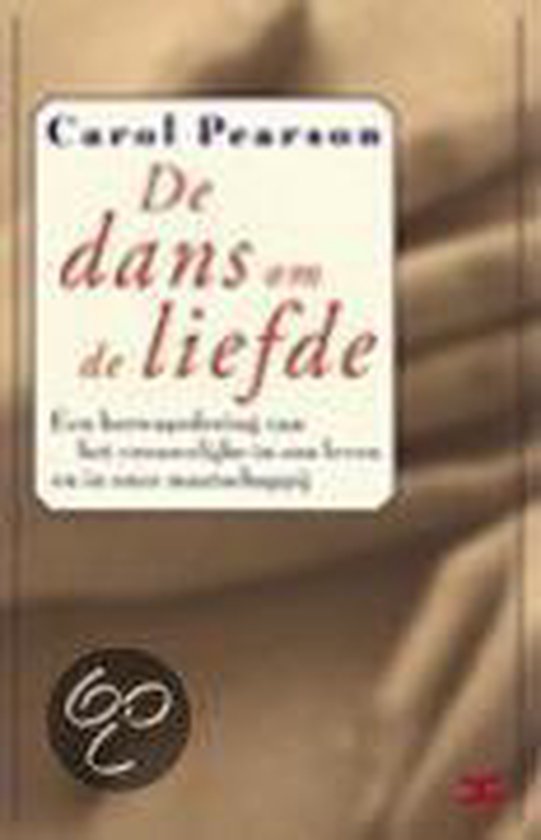 Boek "De dans om de liefde" van Carol Pearson, met een afbeelding van handen op de achtergrond.