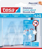 11x Tesa klevende Haak voor Transparant en Glas, draagvermogen 200gr, blister a 5 stuks