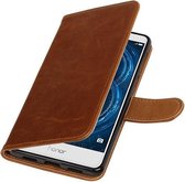 Bruin Pull-Up PU booktype wallet cover hoesje voor Huawei Honor 6x 2016