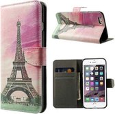PU Leren Glossy Wallet iPhone 6(s) plus - Eiffeltoren
