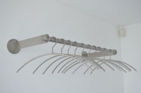 Leugen ijs Bewolkt RVS kapstok voor hangers met twee ophangsteunen (100 cm) | bol.com