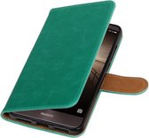 Groen Pull-Up PU booktype wallet cover cover voor Huawei Mate 9