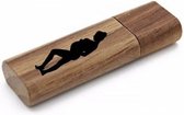 Walnoot hout usb stick met naam, tekst of logo bedrukken