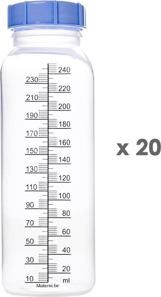 Goedkoopste 20x Materni Moedermelkflessen 240 ml met dop tbv borstvoeding