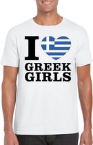 I love Greek girls t-shirt wit heren 2XL