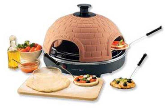 Emerio Pizzaofen, PIZZARETTE das Original, handgemachte Terracotta Tonhaube, patentiertes Design, für Mini-Pizza, echter Familien-Spaß für 8 Personen, PO-116124.1, Pink
