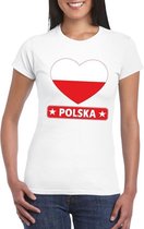 Polen hart vlag t-shirt wit dames S